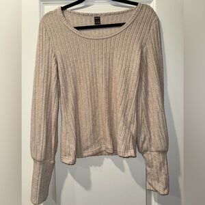 SHEIN Beige Cuff Sleeve Sweater